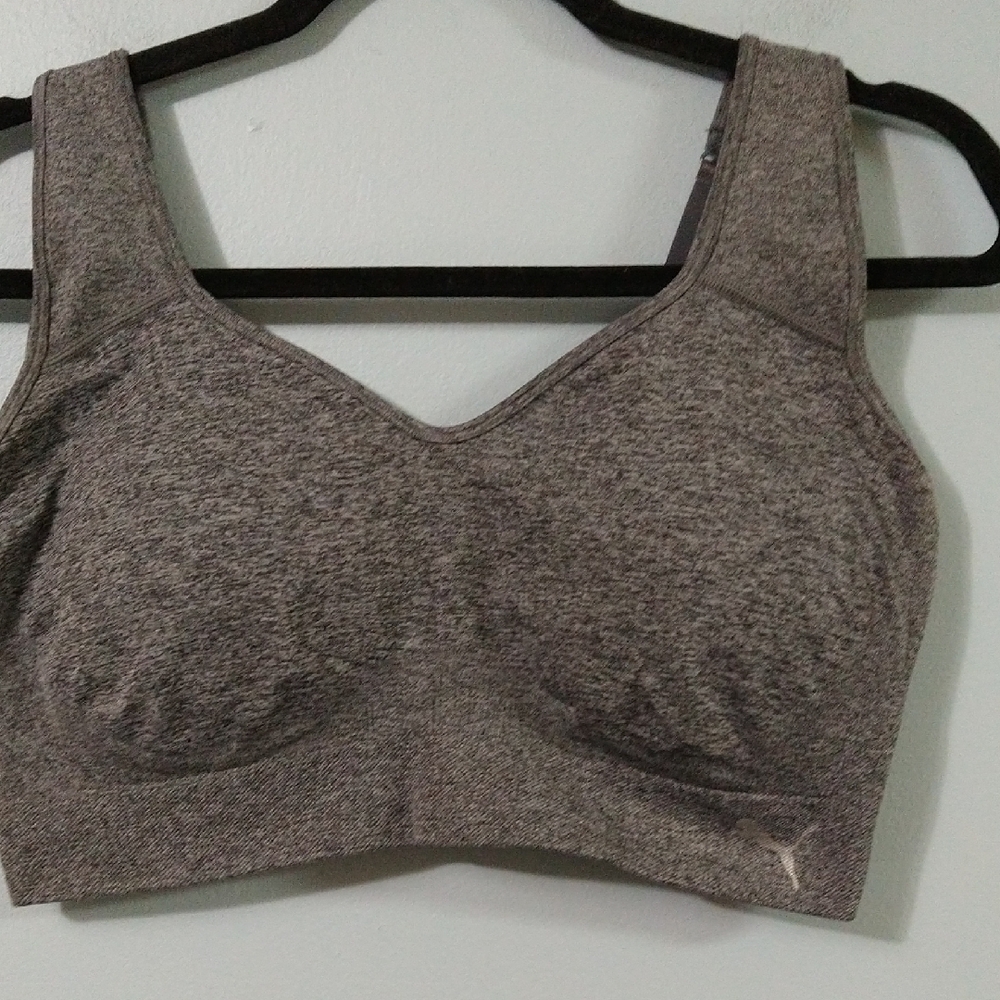 Puma Gray Women's Seamless Pull Over Adjustable Straps Sports Bra Size XL #1238